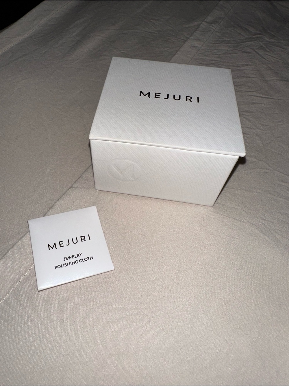 Mejuri White Gift Box with Branded Polishing Cloth